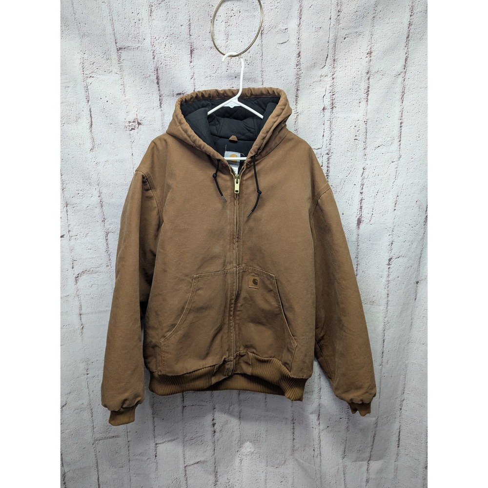 Carhartt J130 Brown Hooded Duck Jacket‎ Quilted Lining Vintage Sz XL